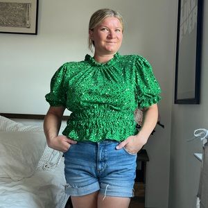 Target Who What Wear Ruffle Elbow Sleeve High Neck Top